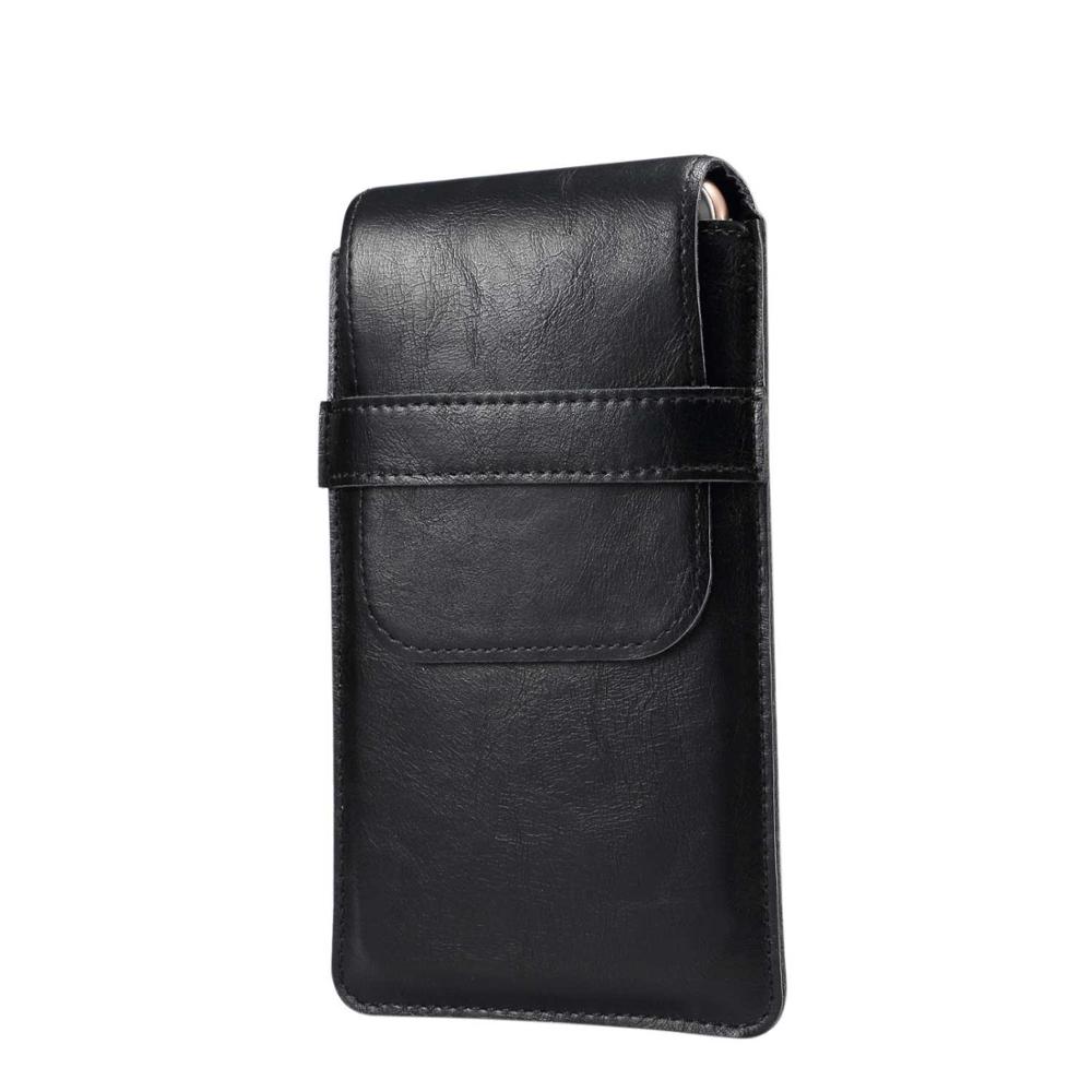 Ultrathin Men&#39;s Universal phone Bag for Xiaomi Max Retro Waist Pouch for iphone XR Huawei mate 20 X Case Fit For All Phone Model: L for 6.4-7.21 inch / black