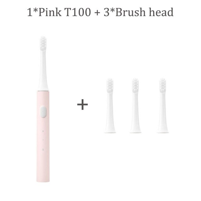 Original Xiaomi Mijia T100 Mi Smart Electric Toothbrush 46g 2 Speed Xiaomi Sonic Toothbrush Whitening Oral Care Zone Reminder: pink add 3 head