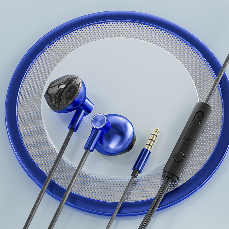 Type-C in-ear bedrade karaoke-hoofdtelefoon 3,5 mm stereo muziek oordopjes Handenvrije headset-oortelefoon met microfoon: Paars