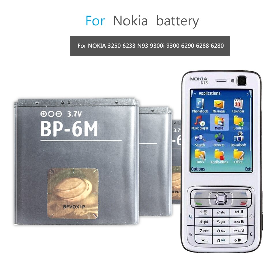 BP-6M Mobile Phone Battery For NOKIA N93 N73 9300 6233 6280 6282 3250 6151 6234 6288 9300i N77 6151 6290 N93S