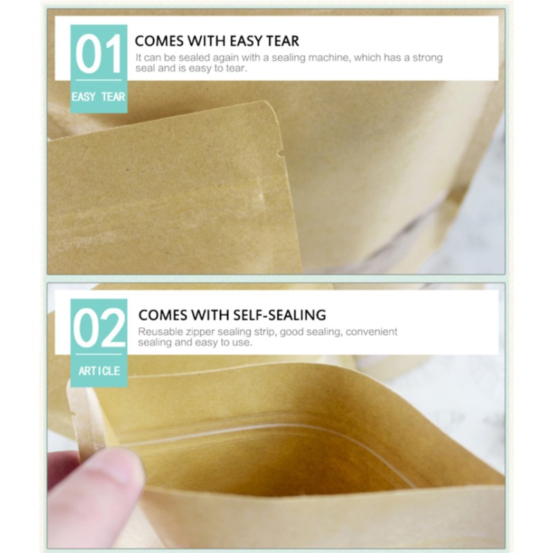 50Pcs Kraft Paper Bag Packing Bags Biscuit Candy Food Cookie Bread Seen Snacks Bag Container Baking Takeaway Pouch