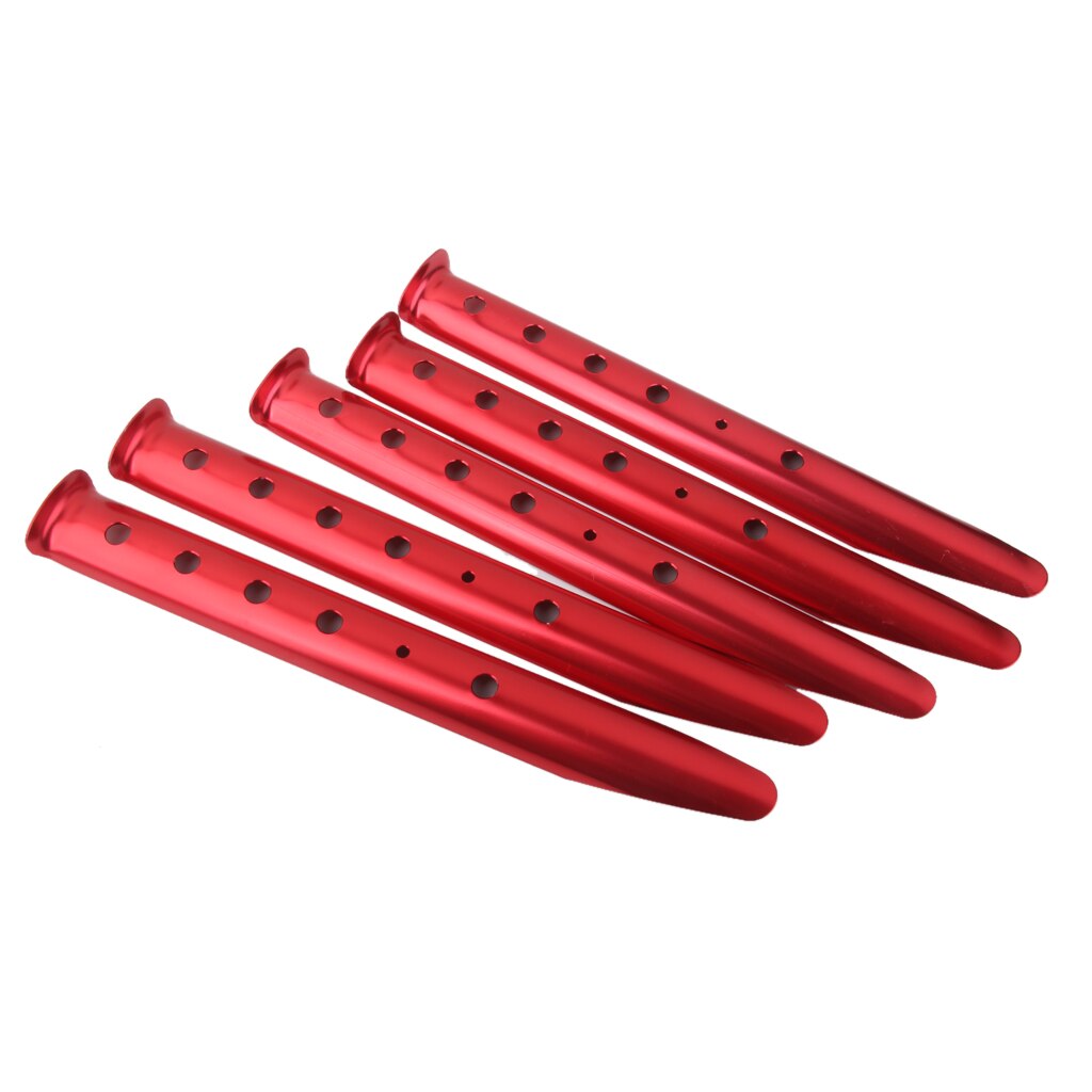 5 Pcs Aluminium U Vorm Outdoor Camping Luifel Sneeuw Zand Tent Peg Stakes Rood