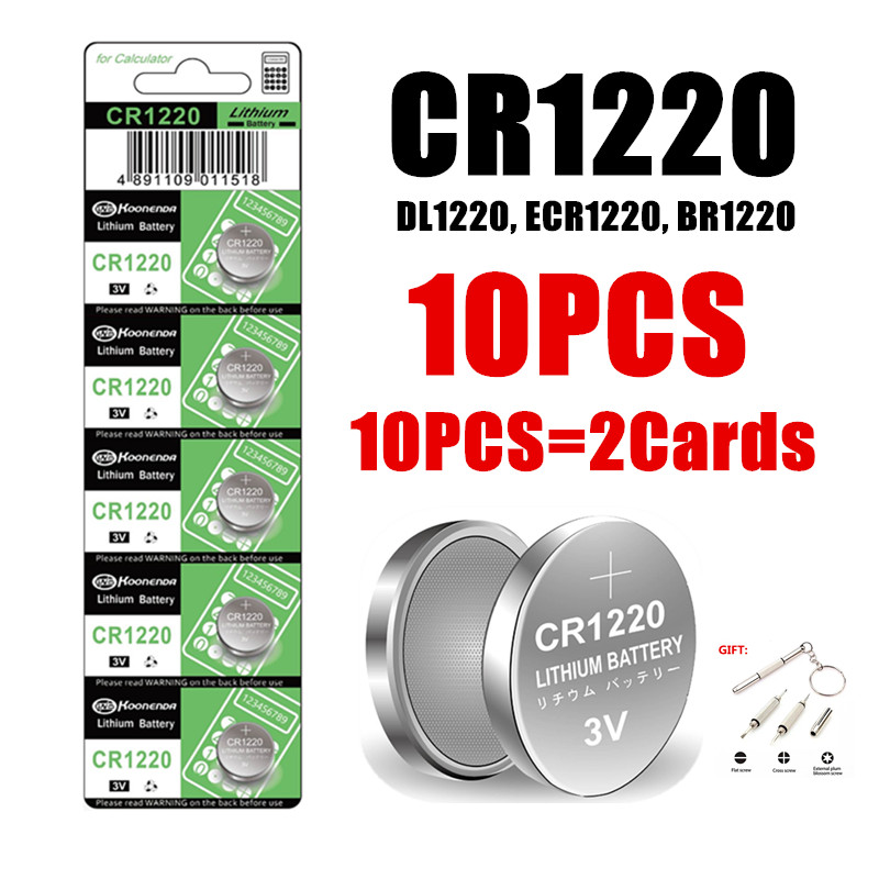 2-100pcs 45mAh CR1220 Batteria a bottone a bottone per orologio Chiave remota per auto CR 1220 ECR1220 GPCR1220 5012LC 3V Batterie al litio: Oro