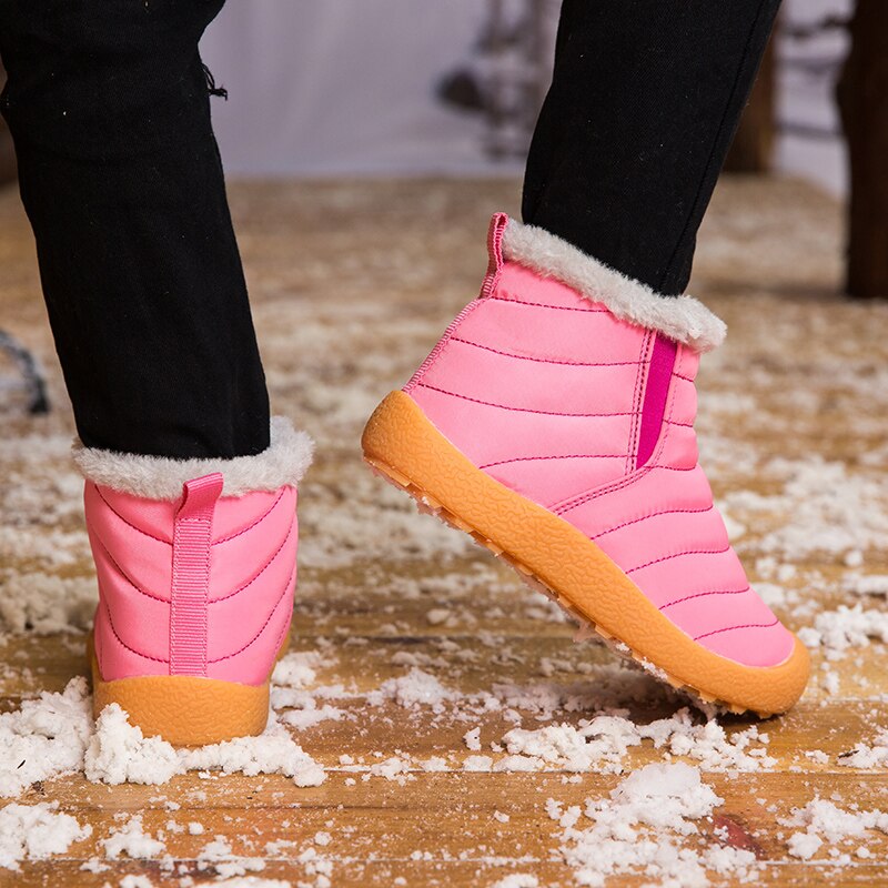 Boys and Girls Winter Warm Short Boots Waterproof Ski-proof Cotton Shoes