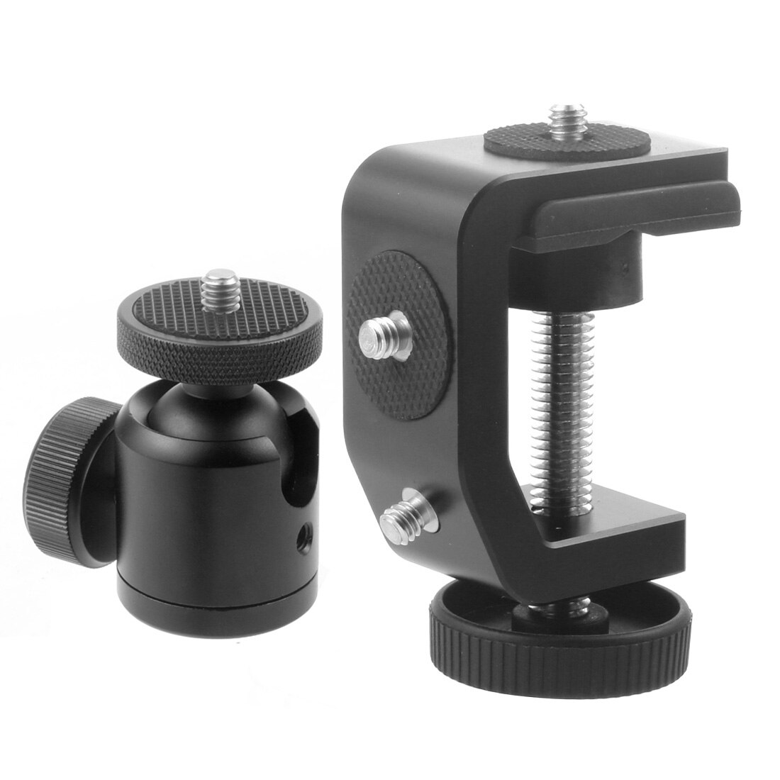 Desktop C-style Camera Screw Clamp + 360 Rotatable Mini Ball Head 1/4 Universal Aluminum Alloy for SLR Flash Light Bracket Stand: Small K25 Ballhead A