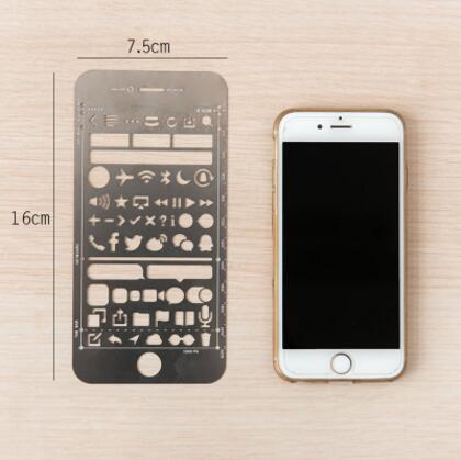 Iphone 6 Plus WEB UI recorte dibujo plantillas Metal DIY marcapáginas regla para cuaderno planificador boceto acero inoxidable: iphone 6 6s plus