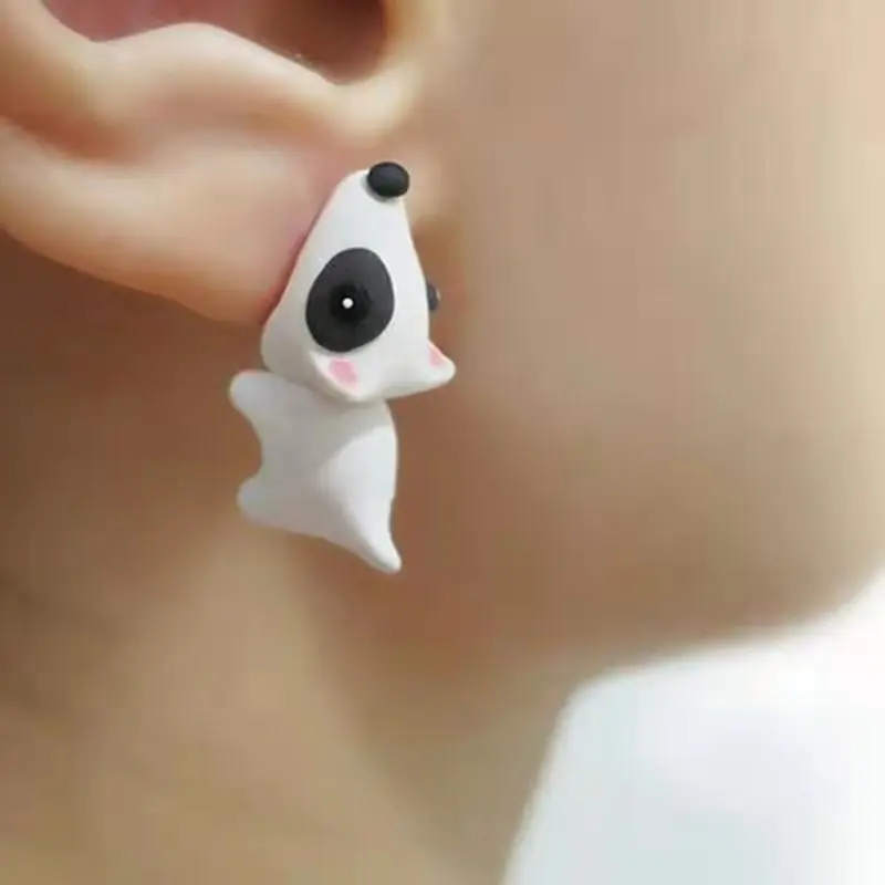 Boucles d'oreilles en forme d'animal de dessin animé pour femmes, 2 pièces/1 paire, mignon dinosaure petit chien baleine, morsure d'argile, bijoux d'oreille, amusants à la: Plaqué zinc noir
