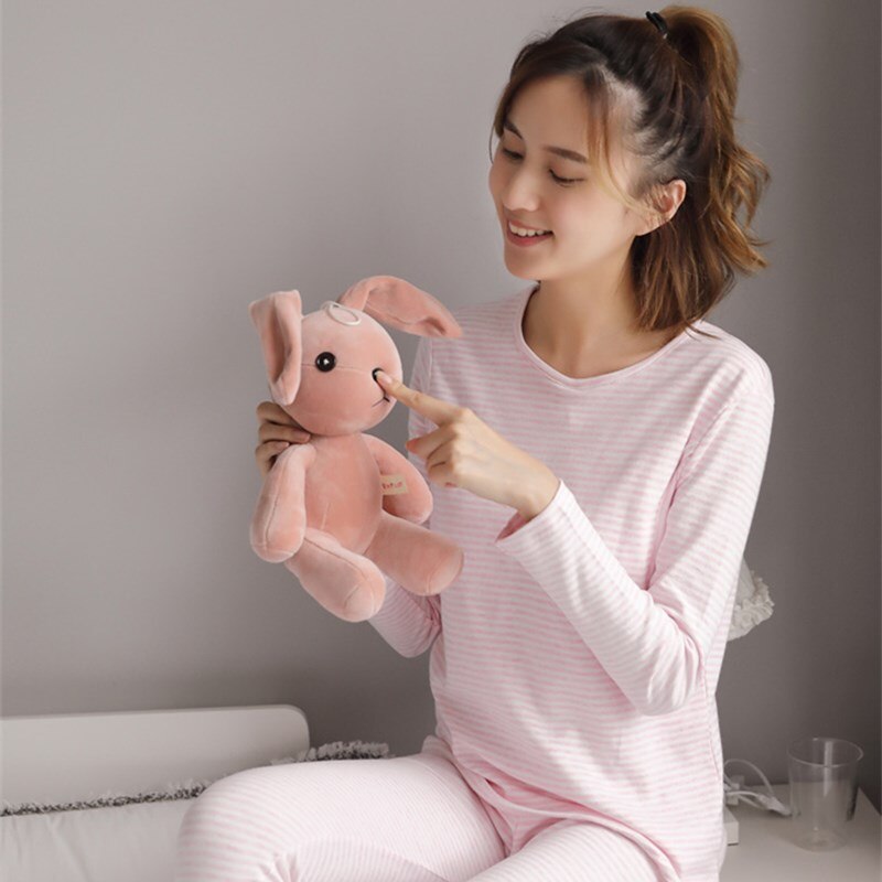 Costume de maternité 100% coton à manches longues, pantalon ample, vêtements d&#39;allaitement, pyjama d&#39;hiver doux et , post-partum
