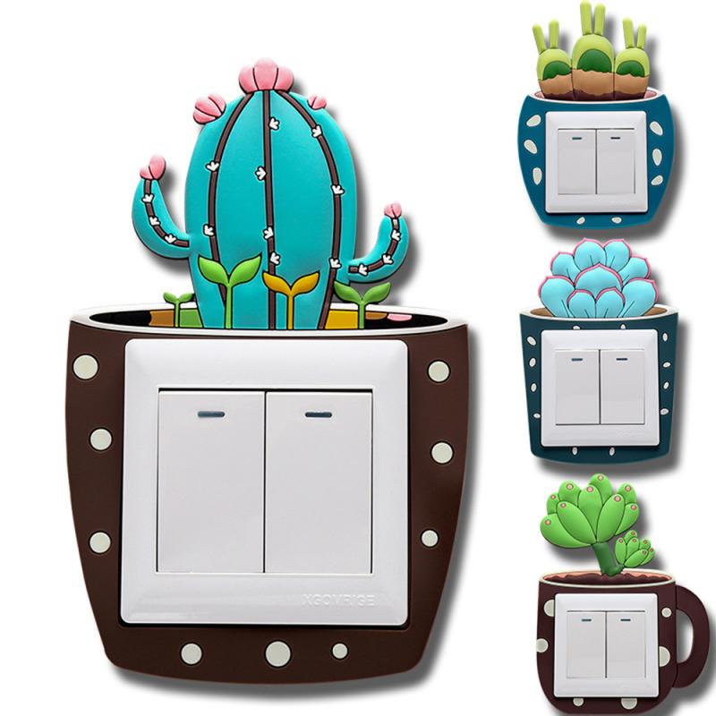 Cactus Socket Wall Stickers Switch Room Decorative Luminous Stickers Home Switch Cover Wall Light Socket Stickers