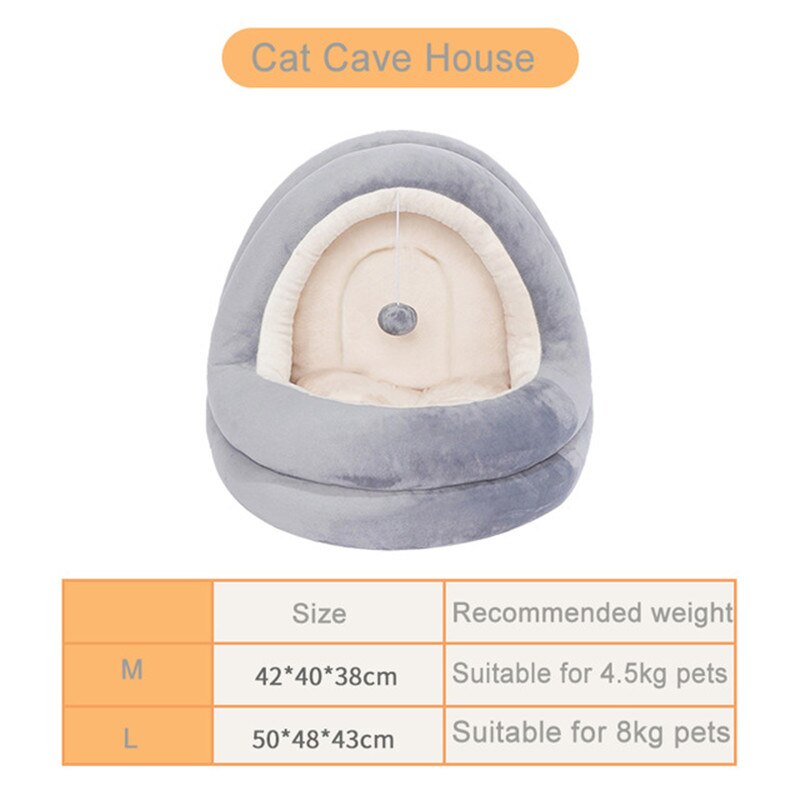 Kattesenger hus kattunger kjæledyr seng sofa saken koselig seng leke til hund lite telt kennel hjem hule sove rede kjæledyr produkter: Gråhvit / L 50 x 48 x 43cm