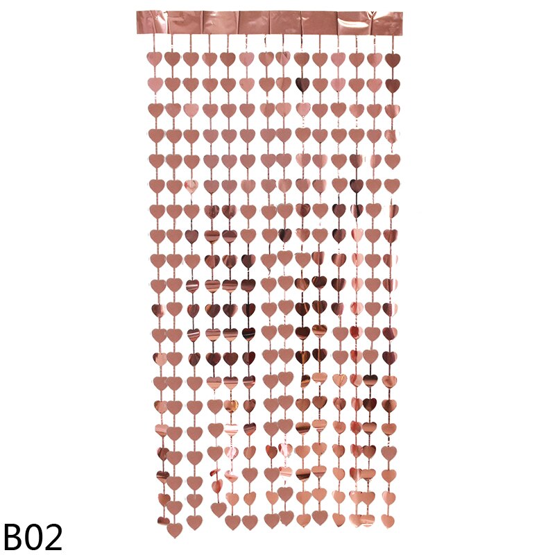180*100cm kärlek hjärta paljetter folie regn gardin frans tofs baby shower bröllop födelsedagsfest årsdag bakgrund dekor: B02
