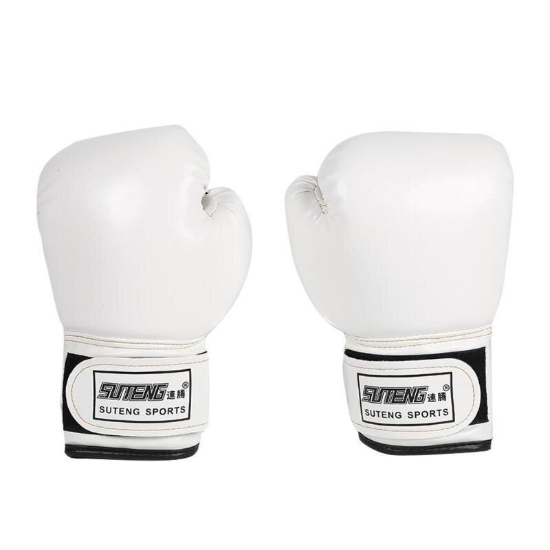 2 stk bokse træning kamphandsker læder kid sparring kickboxing handsker: Hvid