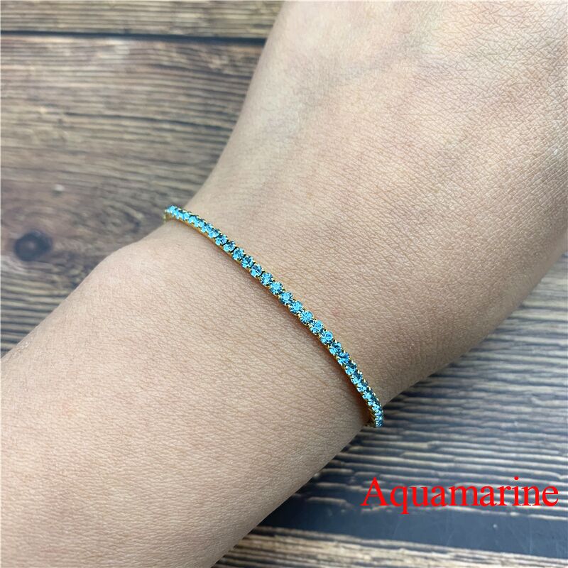 1 Pcs Rhinestone Bracelets Dainty Stacked Bracelets Elastic Bracelets for Women Bracelets: Aquamarine