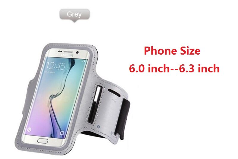 Brazalete para teléfono móvil, funda para iPhone, Samsung, Xiaomi, Huawei, 4,5 ''a 6,3'', funda con soporte para teléfono móvil, brazalete de mano: Size 6-6.3(Gray)