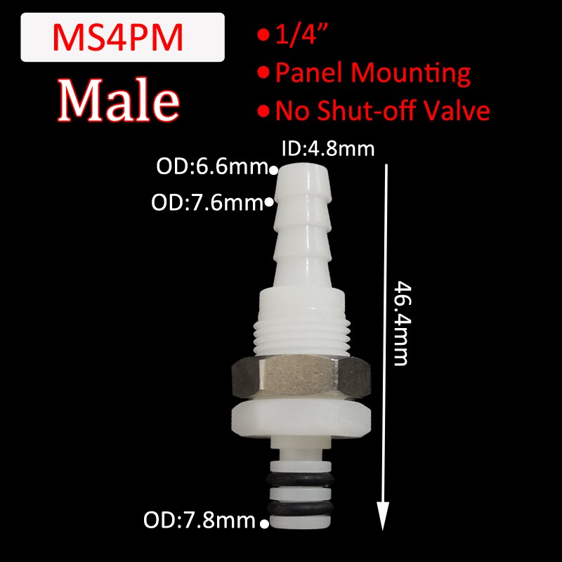 3/16 1/4 Hose Barb Valved quick Coupler disconnect fitting Coupling Male Female Quick Shut-Off Hose Joint Tube Connector: Brown