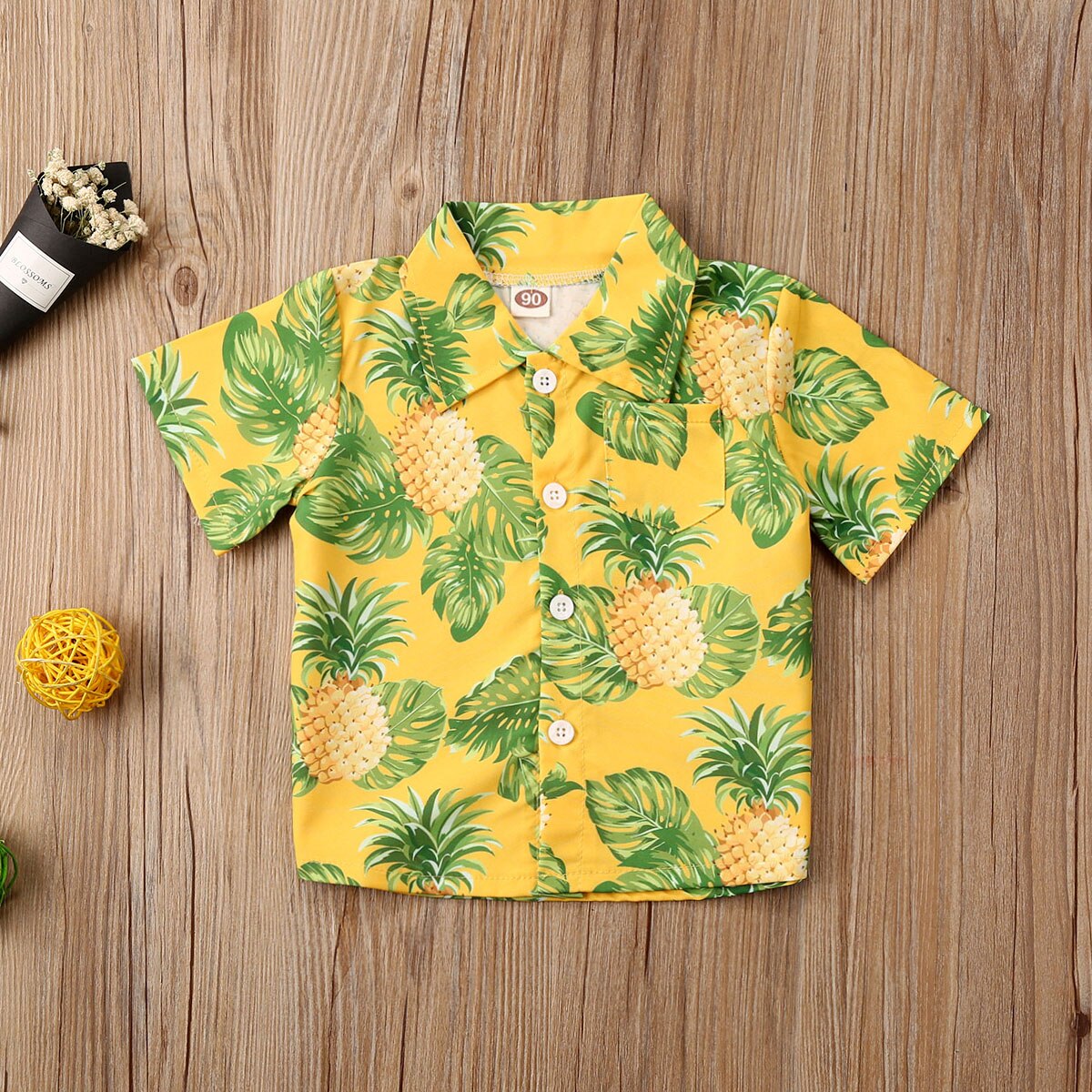 6M-5Years Short Sleeve Shirts for Toddler Kids Baby Boy Printed Tops summer beachwear: YELLOW / 12M