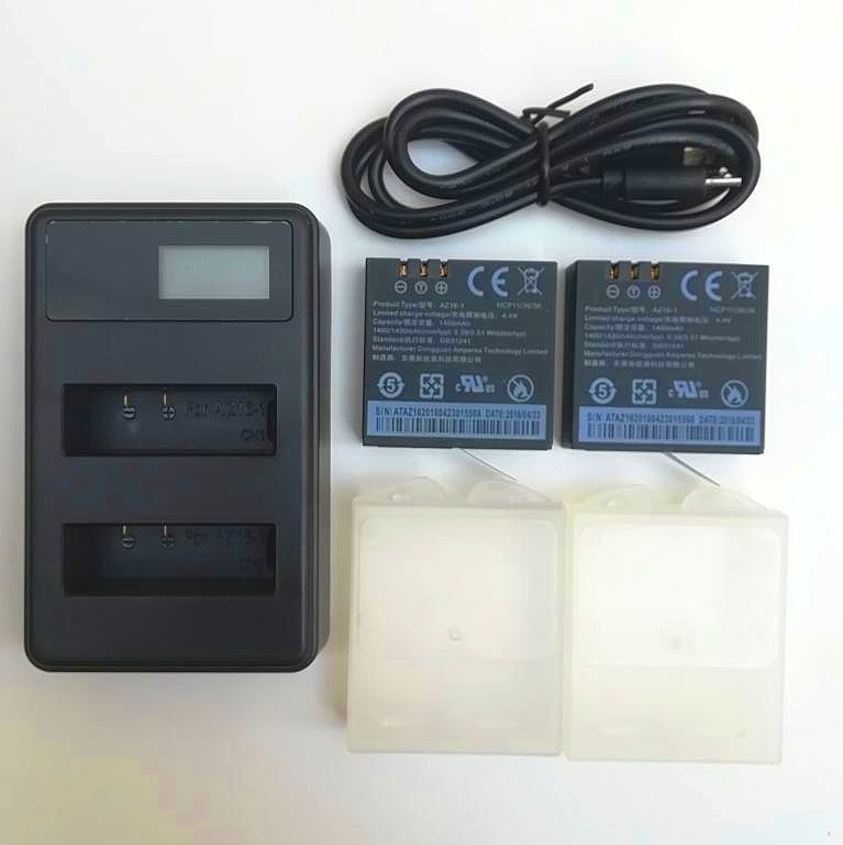 Original para Xiaomi YI 4K batería AZ16-1 USB LCD Dual cargador acción Cámara 2 4k + Lite accesorios 1400mAh batería recargable: B combination