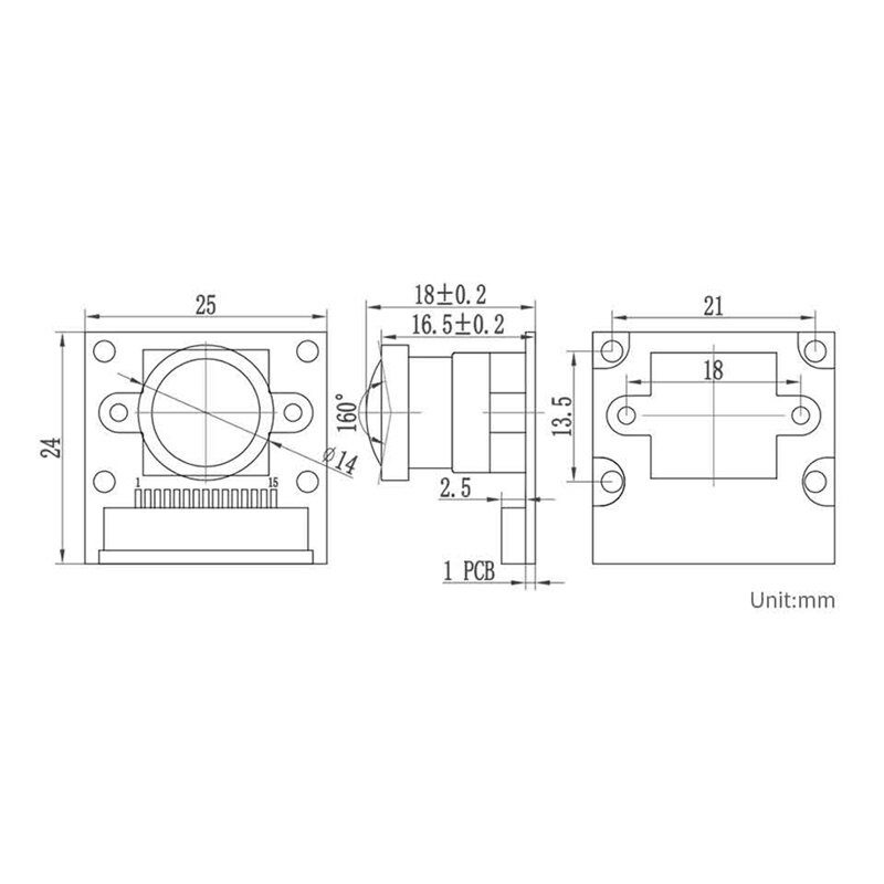 Camera Module for Raspberry Pi Zero/W/WH/2W 1MP OV9281-160 Degree Ultra Wide Angle Black White Camera Global Shutter