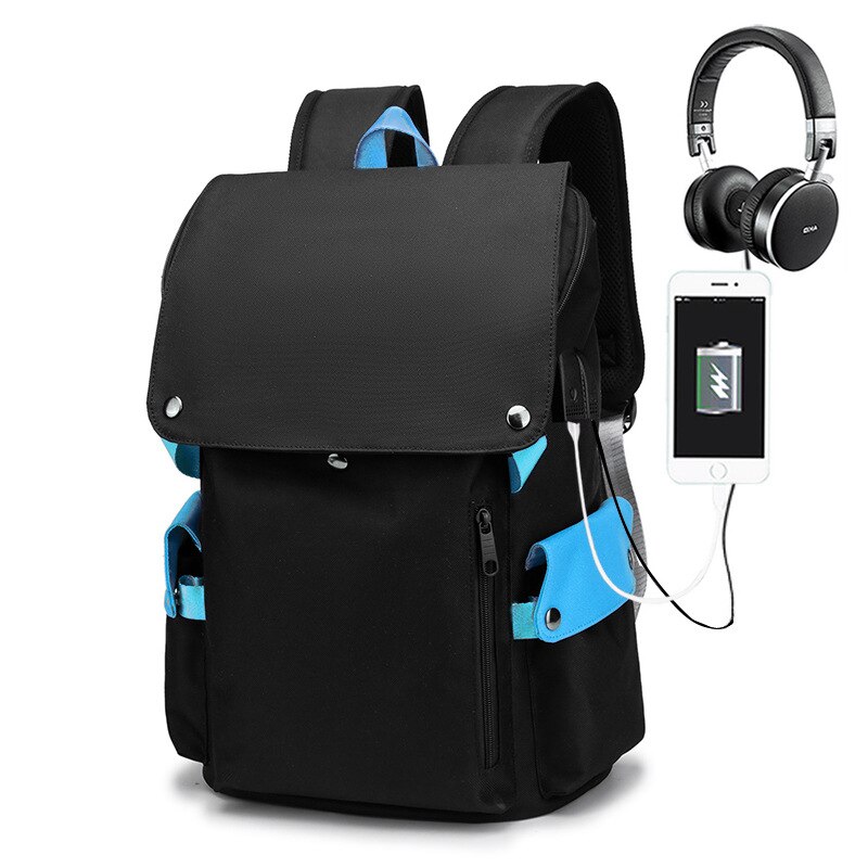 Solid Color Canvas Men's Backpack Travel Laptop Backpack for Boys Girls School Bookbag Students Teenage Men Women Lovers Bags: Blue