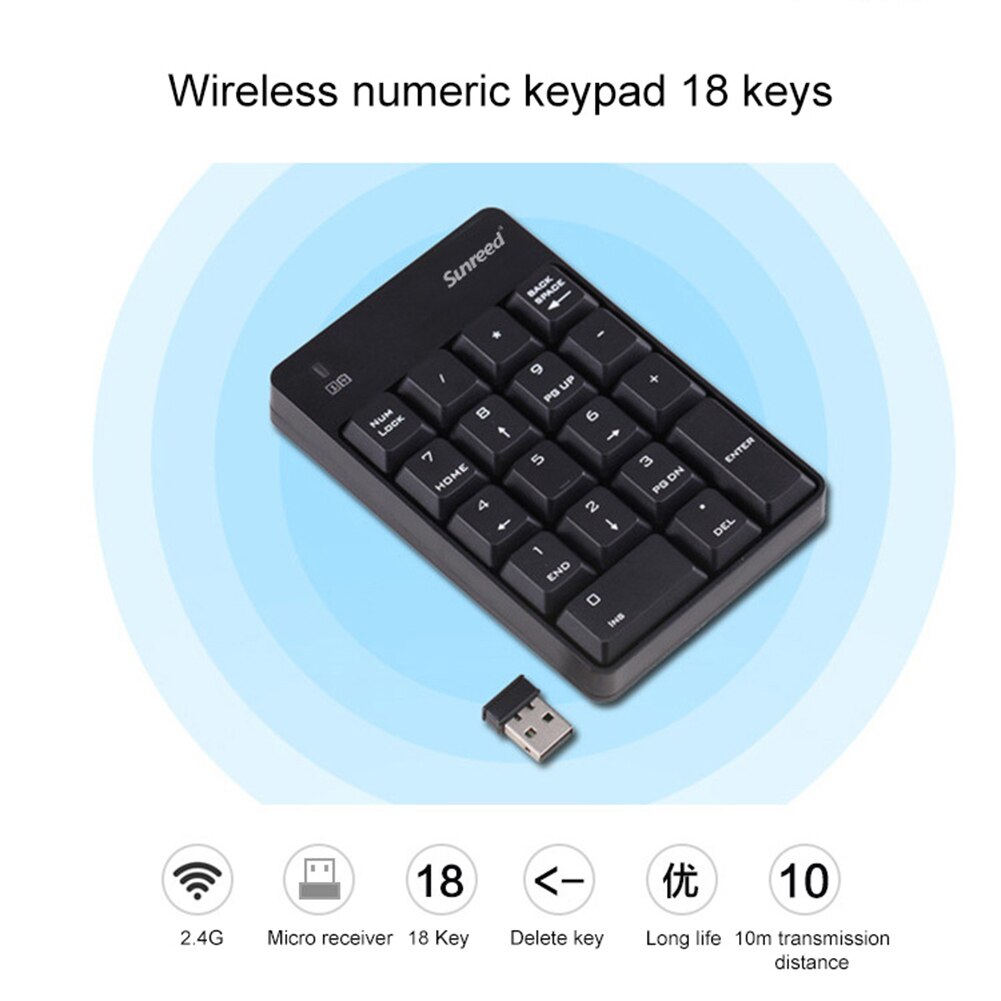 Keyboard And Mouse Wireless Set 2.4GHz 18 Keys Wireless Numeric Keypad Number Keyboard Optical Mouse Combo Set