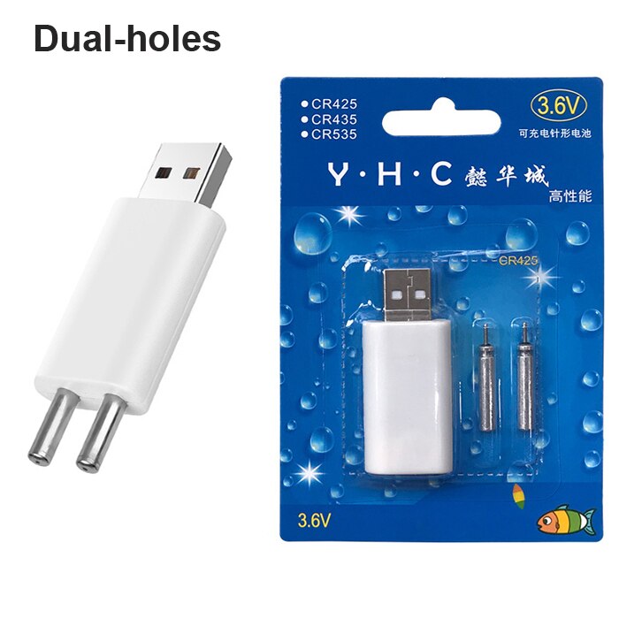 ICERIO LED Fishing Float Rechargeable Battery CR425 USB Charger for Electronic Floats Batteries Night Fishing Accessories Tackle: Dual holes