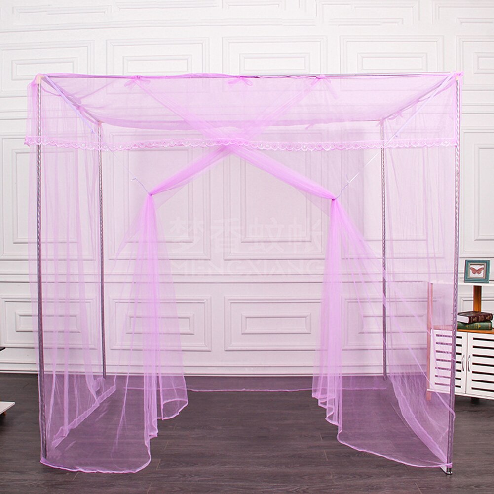 Malha dormitório mosquito net quadrado superior verão duplo poliéster abertura casa dossel decoração anti inseto cama sólida: 185x210x200cm