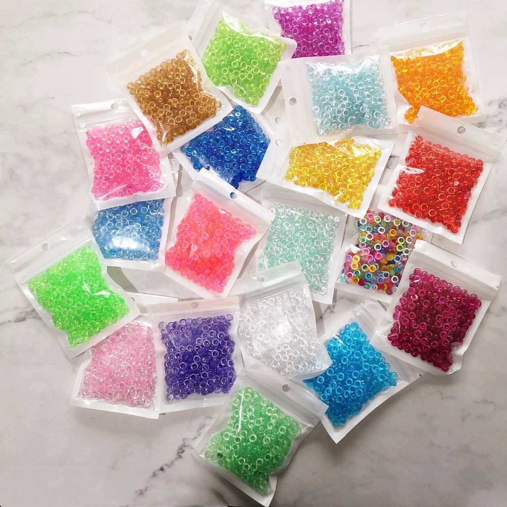 500 g 21 Farben Kristall flache Fischglasperlen Schleimzubehör Bunte Gummibälle für Schleimfüller DIY Zubehör Dekoration
