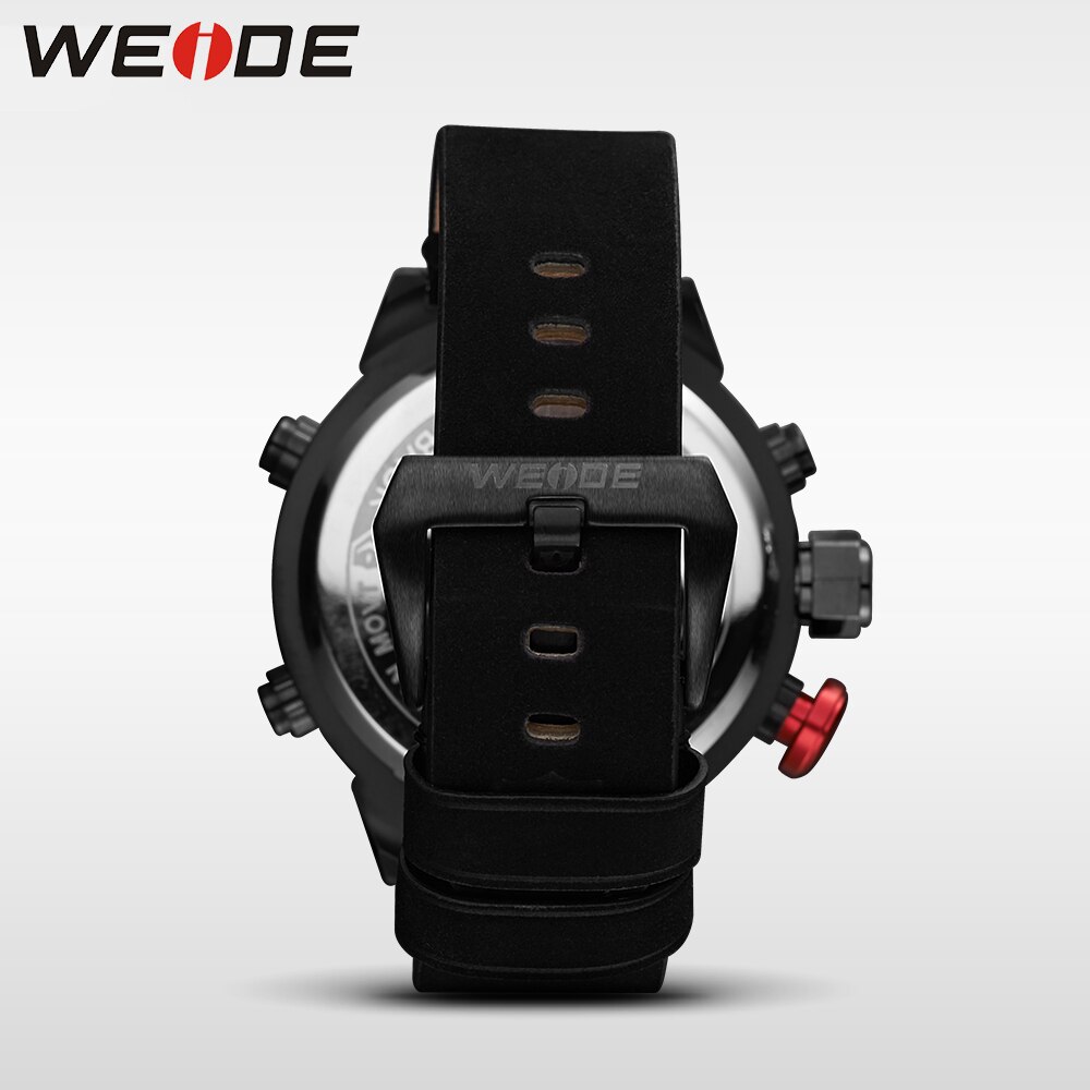 WEIDE Men Watch Relogio Masculino Digital Auto Date Alarm Back Light Watch Quartz Multiple Time Zone Wristwatches Men's Watches: WH6101-1CSTRAP