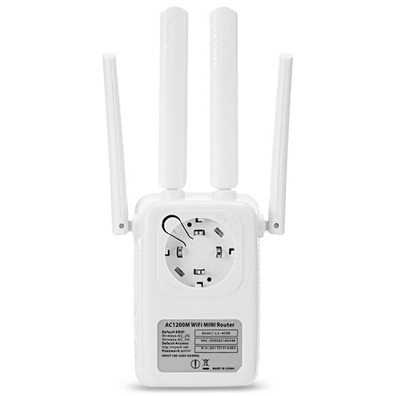 1200Mbps Wireless Repeater, Signal Amplification Router Gigabit, Support 2.4GHz/5GHz Dual-Band WiFi, for Office UK Plug