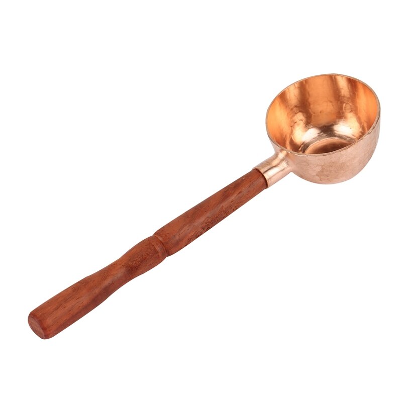 Kitchen Products Copper Coffee Scoop Coffee Bean Spoon with Wooden Handle Coffee Measuring Bean Spoon: Default Title