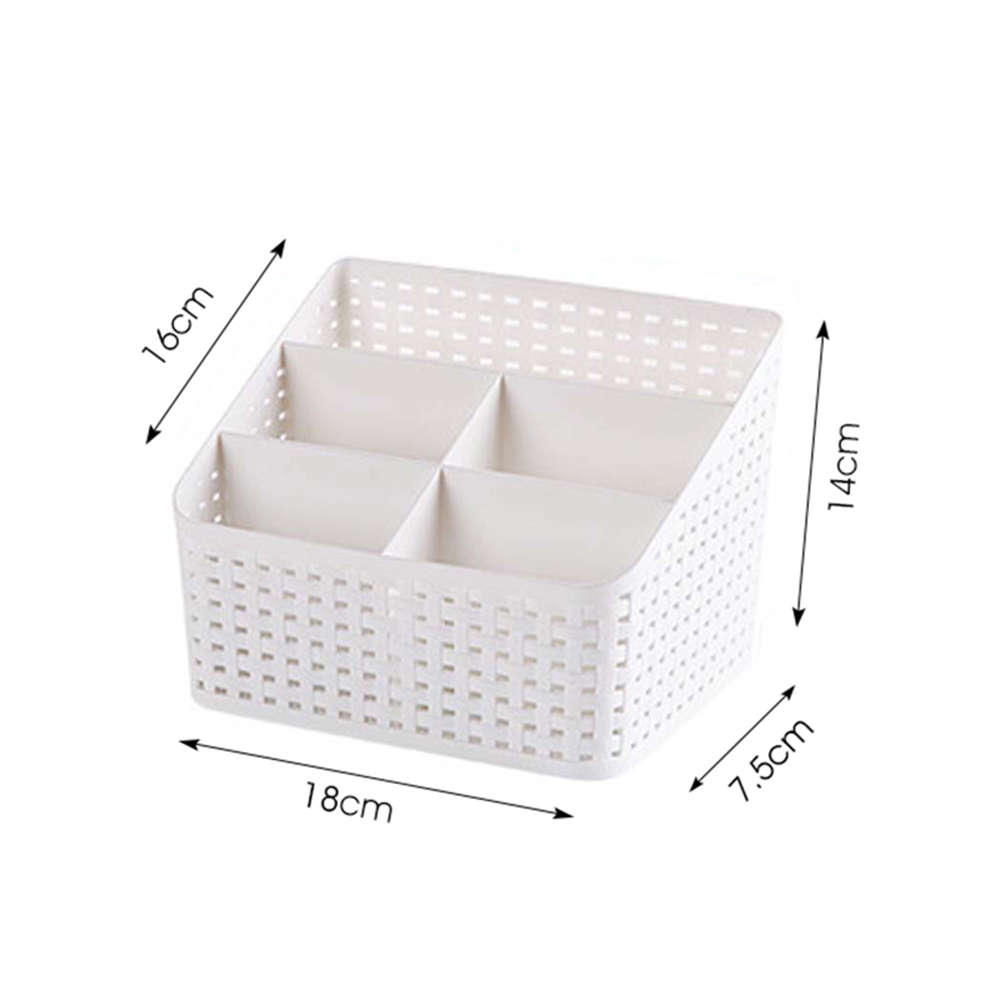 Imitation Rattan 5 Slots Grid Makeup Organizer Plastic Multi-grip Rack Desktop Storage Case Cosmetics Storage Box