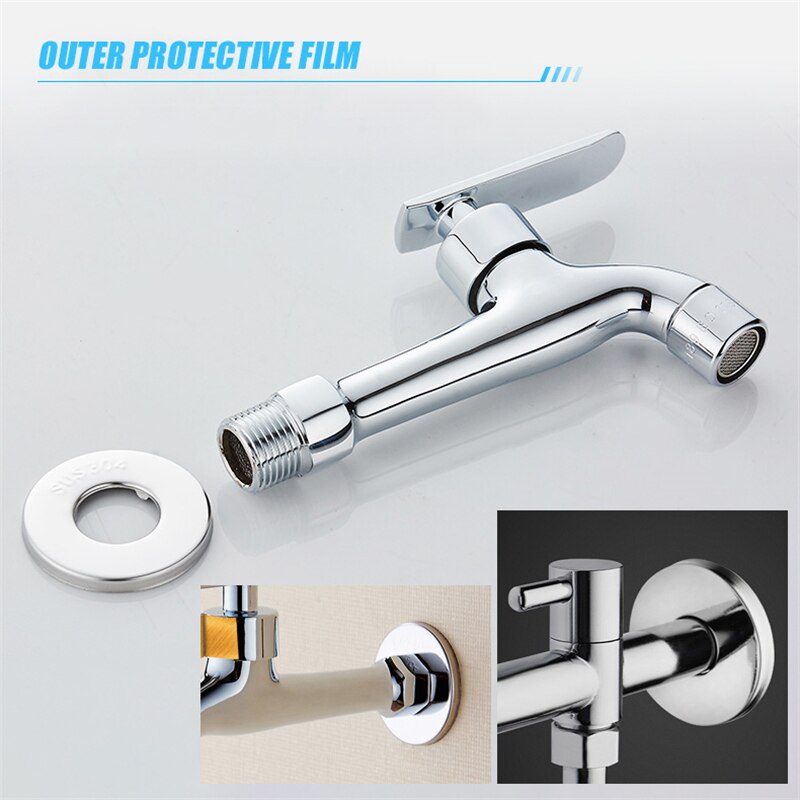 Stainless Steel Water Pipe Faucet Decorative Cover Self-Adhesive Faucet Water Pipe Wall Cover Chrome Finish Bathroom Accessories
