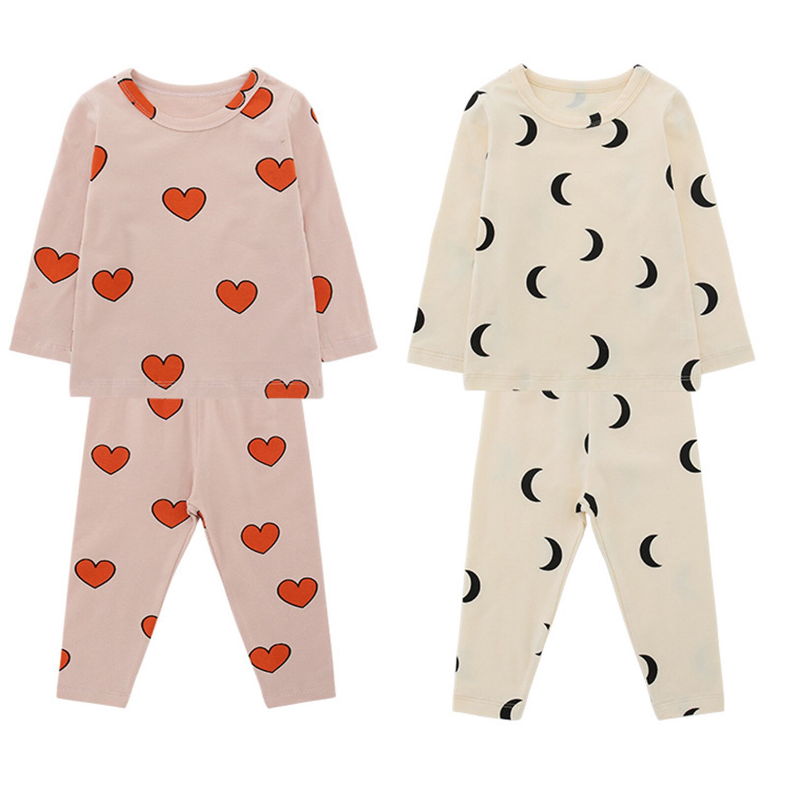 Zuigeling Kinderen Baby Meisjes Jongens Lange Mouw Liefde Maan Print Top + Liefde Moon Star Broek Homewear Pajama Set