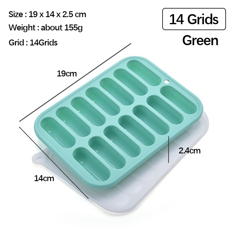 Molde de silicona para hacer salchichas sin BPA, utensilio de cocina hecho a mano para perros calientes, jamón, accesorios de cocina: 14 holes green