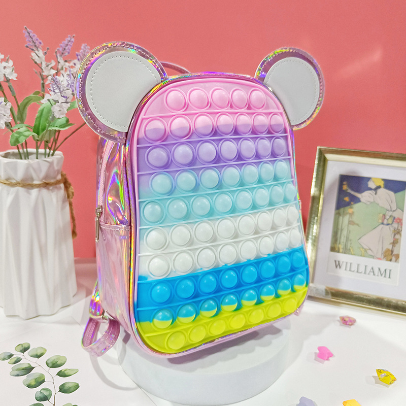 Kinderen Rugzak Anti Stress Tassen Kids Fidget Speelgoed Zachte Squishy Push Bubble Squeeze Meisjes Jongens Tas Opslag Shiny: 8