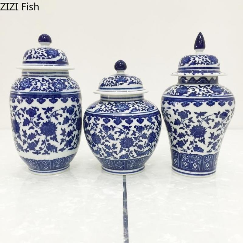 Tetera de cerámica de porcelana azul y blanca, decoración de granos de café y té, tanque de almacenamiento sellado, tanque de almacenamiento clásico para el Hogar, Nueva