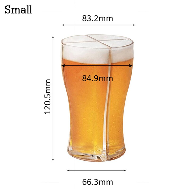 Super Schooner Beer Glasses Mug Cup Separable 4 Part Large Capacity Thick Beer Mug Glass Transparent for Club Bar Party: Small
