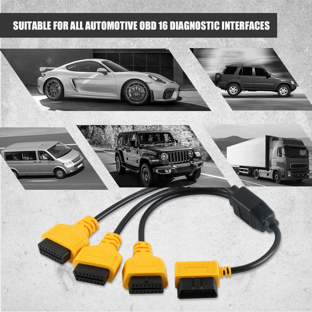 AUTOOL OBD2 Splitter Cable OBD 2 Extend Y Cables 1 to 3 Converter Adapter Wire 50cm J1962M to 3-J1962F OBD2 Extension Split Cord