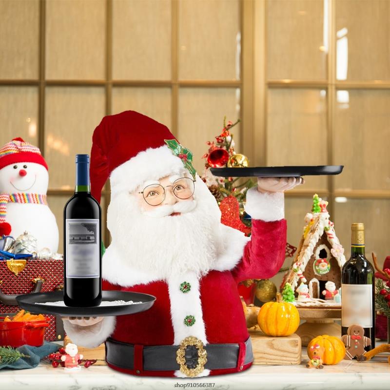 Christmas Santa Snack Holder Fruit Plate Decoration Resin Material Santa Statue Home Decoration Afternoon-tea Cake