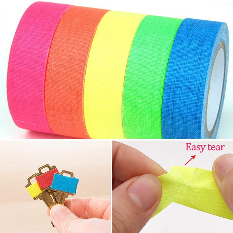 6 ruller/sett fluorescerende uv-bomullstape matt høyglans lysende lilla lys neon klut selvklebende tape film scene magiske rekvisitter