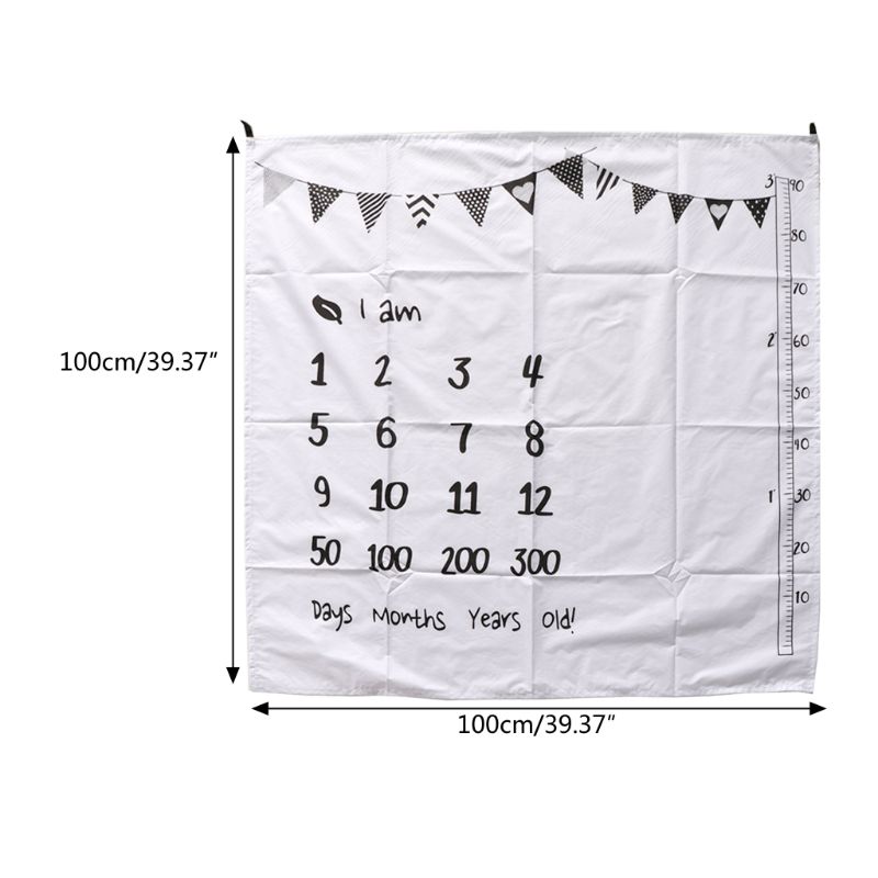 100x100cm Baby Milestone Blankets Muslin Newborn Photography Background Props Infant Swaddle Wrap Bed Quilt Kids Bath Towel