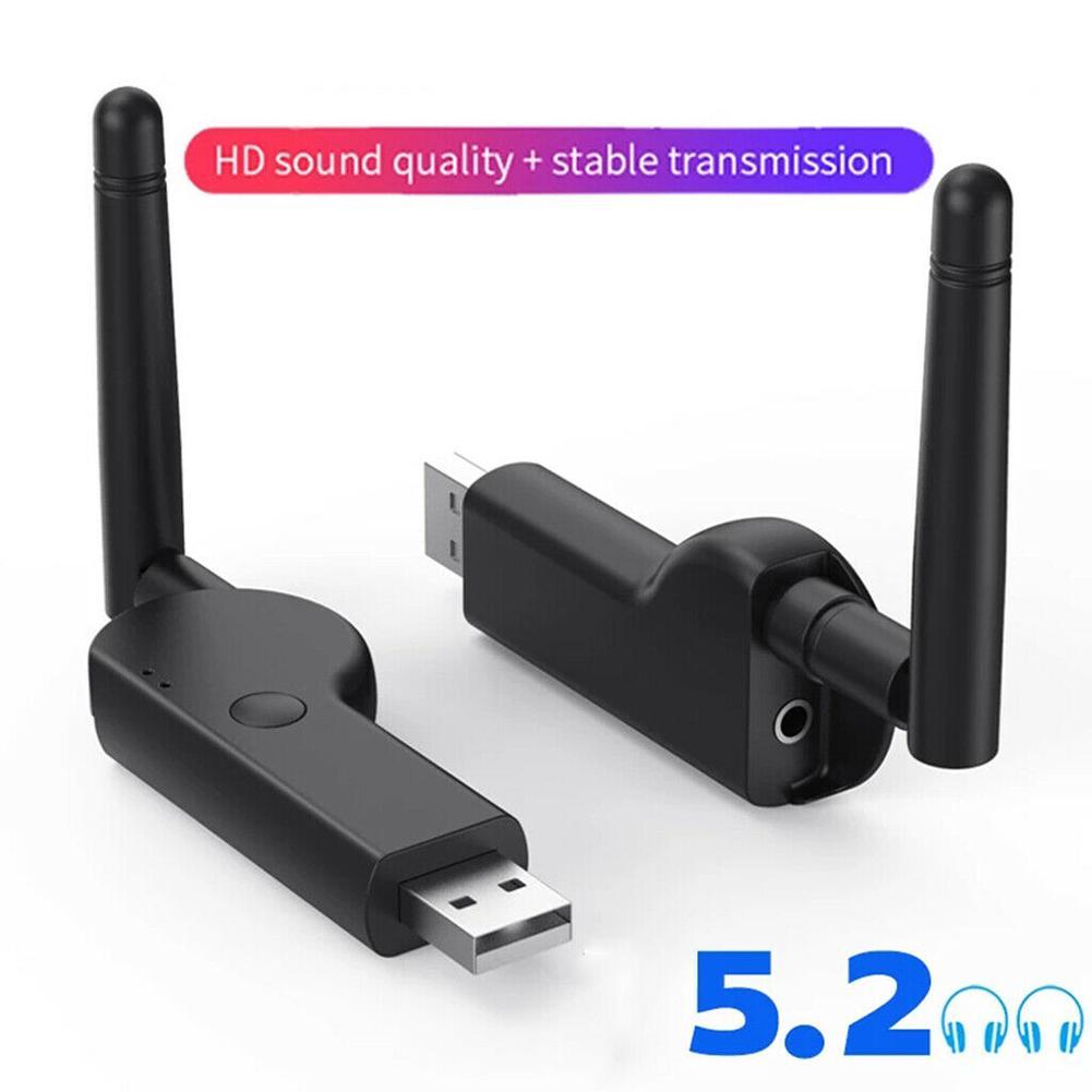 Bluetooth 5.2 Zender 3.5Mm Audio Zender Lage Lantency Draadloze Adapter Met Externe Antenne Voor Tv Pc Speaker
