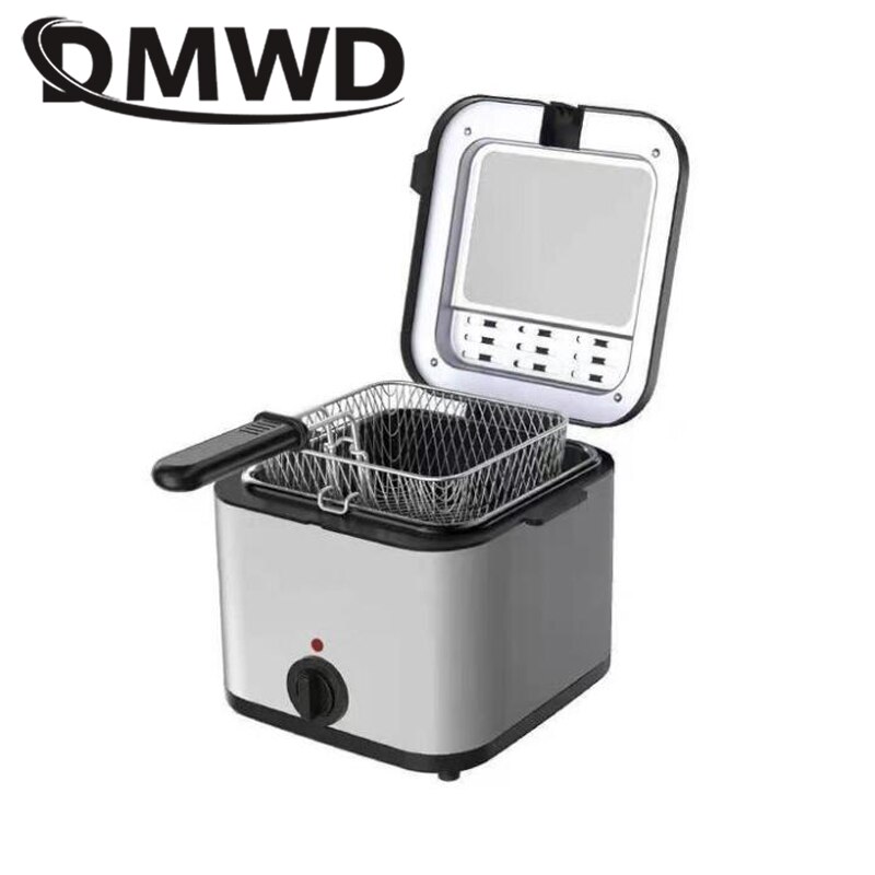DMWD 1.5L Stainless Steel Single Tank Electric Deep Fryer Smokeless