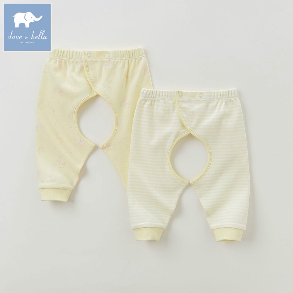 DB6053 dave bella autumn born baby boys girls sleep printed pajamas bottoms baby pink yellow sleep bottoms