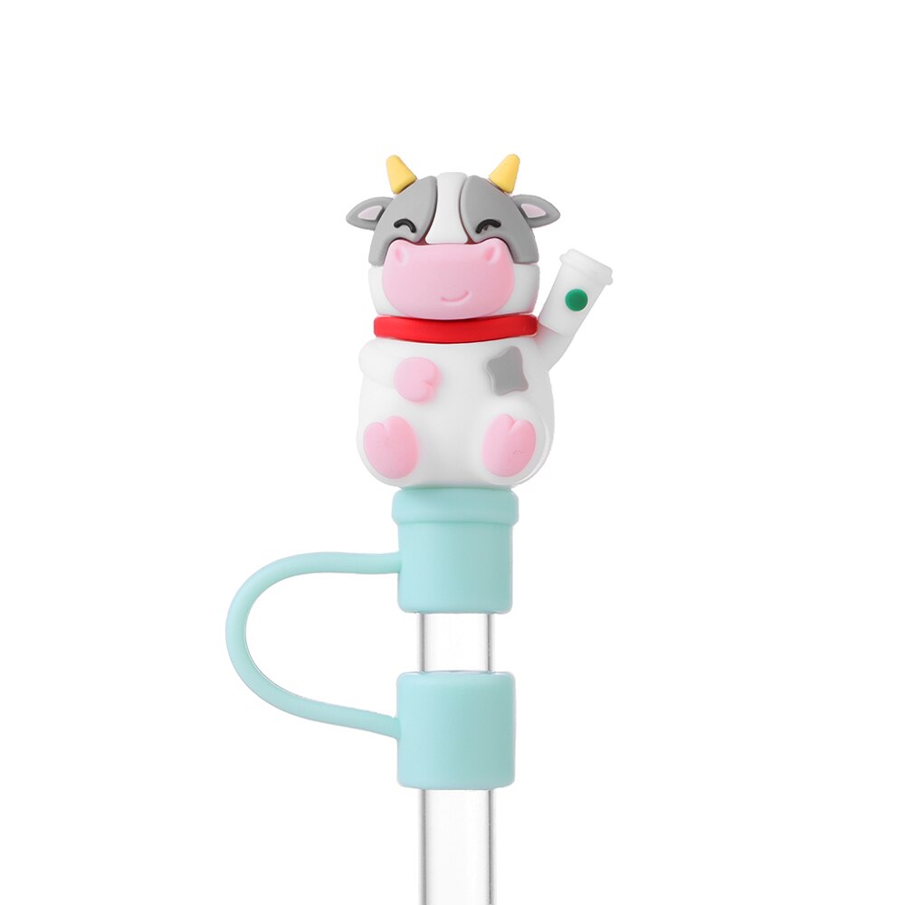 Silicone Straw Stopper Reusable Airtight Splash Proof Dust Straw Plug Glass Cup Accessories Cartoon Tips Cover Kitchen: Style 5