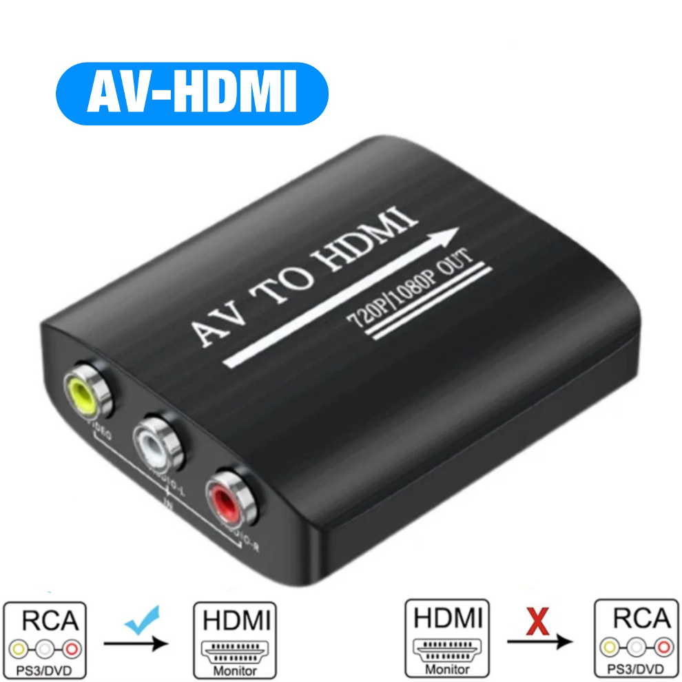 LccKaa 1080P Convertitore AV a HDMI scatola HDMI compatibile con AV RCA CVSB L/R Adattatore convertitore AV video composito per TV VHS VCR DVD: Blu