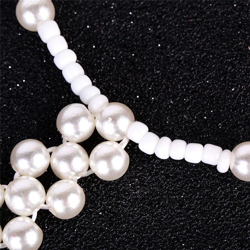 Bohemian Gesimuleerde Parel Kralen Ketting Enkelbanden Voor Vrouwen Strand Barefoot Sandalen Crystal Teenringen Enkelband Foot Sieraden