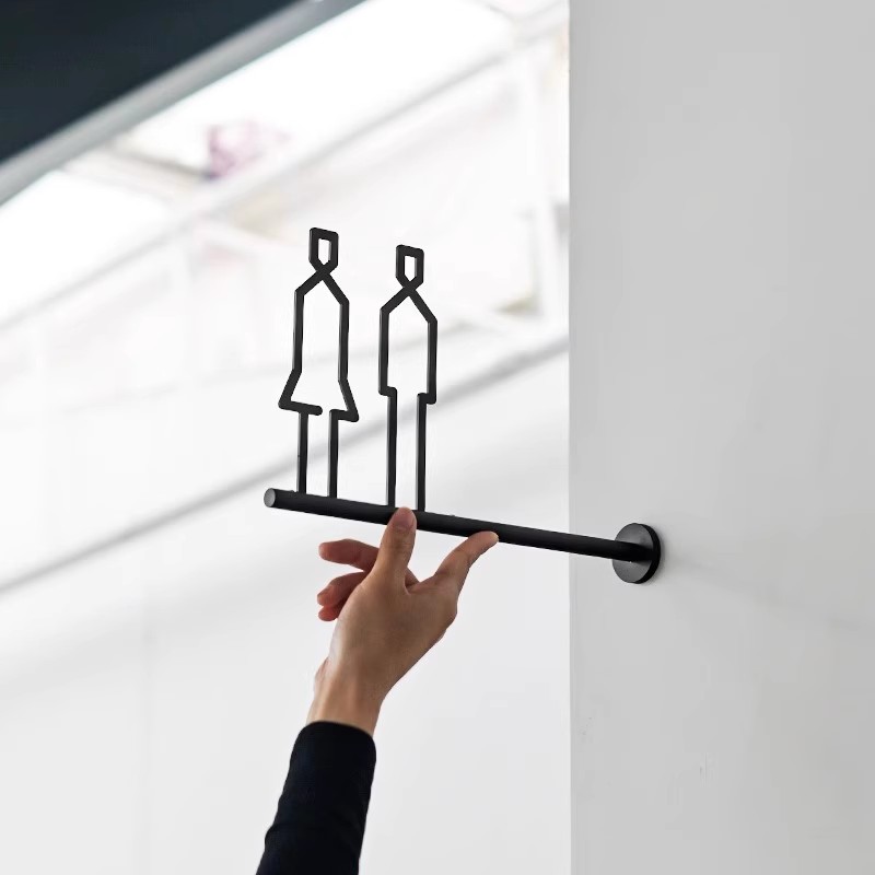 Men's and Women's Restroom Signage 3D Signage Public Restroom Bathroom Side Hanging Metal Door Signs Toilet WC Sign