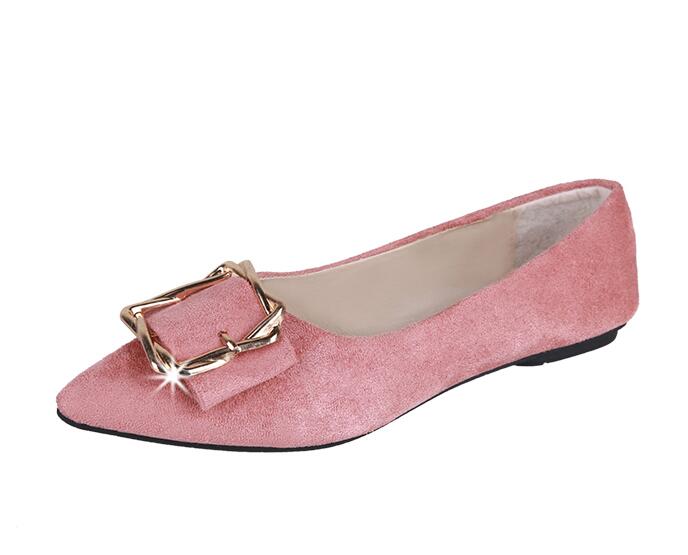 Women Suede Flats Basic Mixed Colors Pointy Toe Ballerina Ballet Flat Slip On Shoes size 35-40: Pink / 9