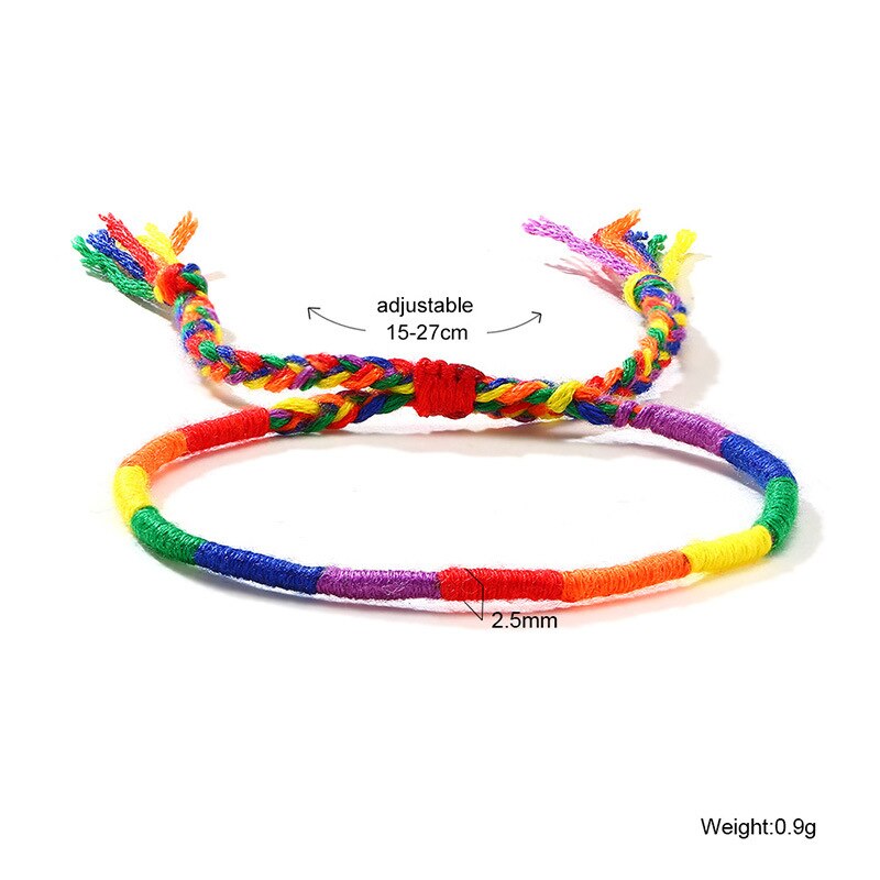 Simple Brazilian Nepal Rainbow Lesbian LGBT Pride Gay Pride Woven Braided Rope String Strand Friendship Bracelet: 9